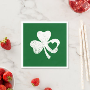Green St Patricks Day Irish Patty's Heart Kleeblat Serviette