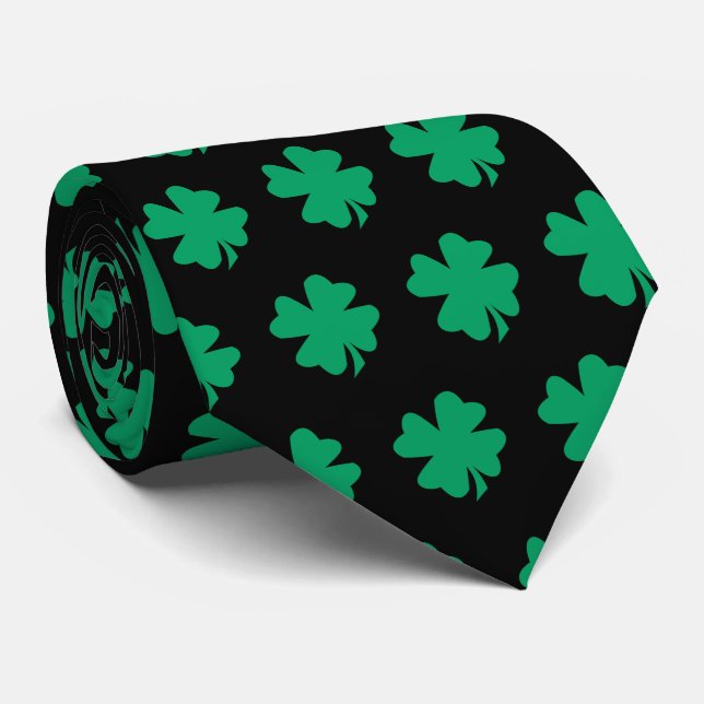 Green St Patrick's Day Kleeblatt Geschenk Gefallen Krawatte (Gerollt)