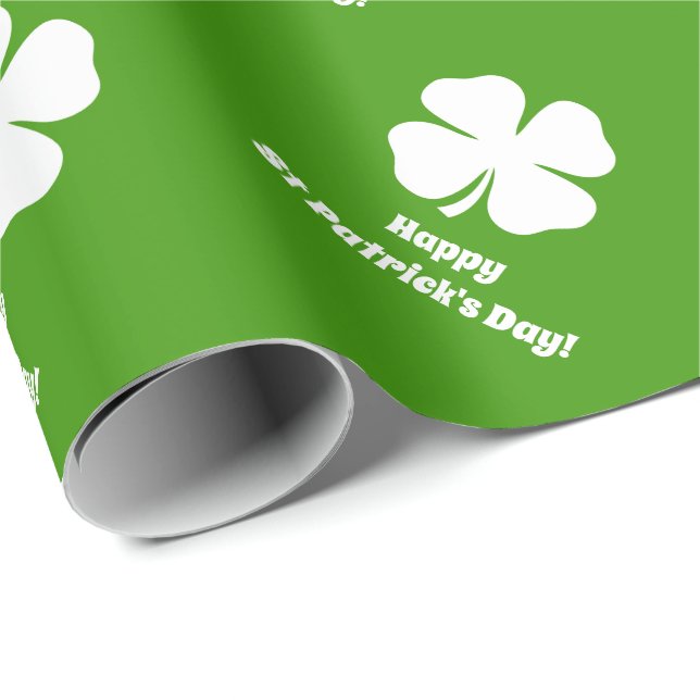 Green St Patrick's Day Kleeblatt Packpapier (Rolleneckpunkt)