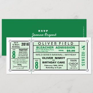 Green Stadium Ticket Baseball Geburtstag Einladung