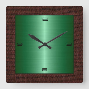 Green Stainless Steel Quadratische Wanduhr