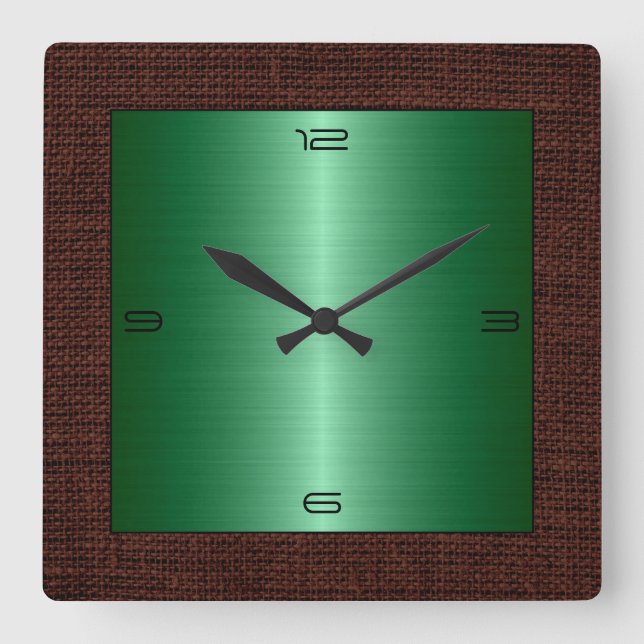 Green Stainless Steel Quadratische Wanduhr (Vorderseite)