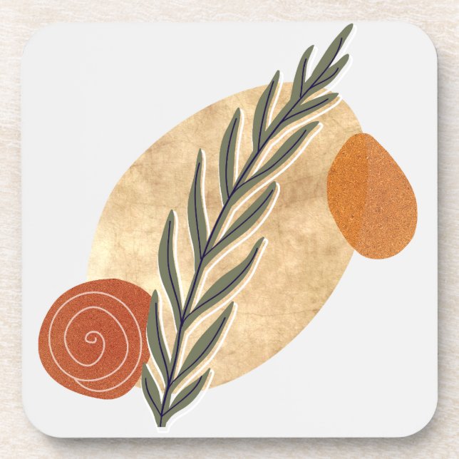 Green Stalk Boho Getränkeuntersetzer (Vorderseite)