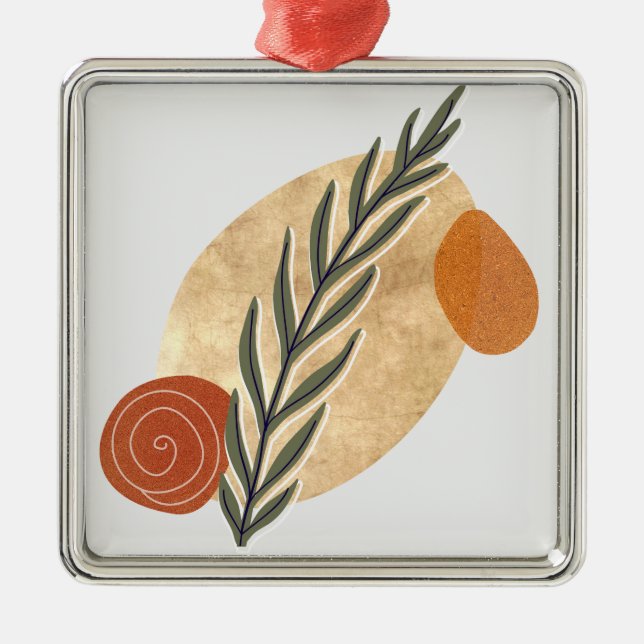 Green Stalk Boho Ornament Aus Metall (Vorne)