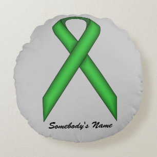 Green Standard Ribbon von Kenneth Yoncich Rundes Kissen