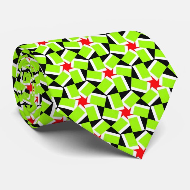 Green Star Blume Terrazzo Muster Krawatte (Gerollt)