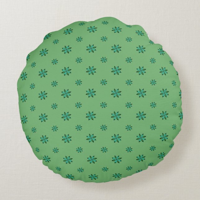 Green Star Round Throw Pillow Rundes Kissen (Rückseite)