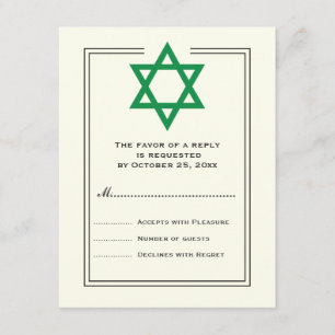 Green Star von David Bar Mitzvah Antwortkarte RSVP Karte