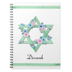 Green Star von David mit pastellfarbenen Blume Notizblock