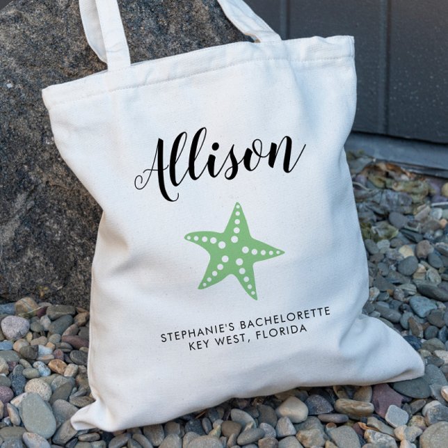 Green Starfish Bridesmaid Tote Bag für Hochzeit Tragetasche (Von Creator hochgeladen)