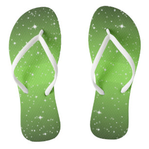 GREEN Starry Night Flip Flops