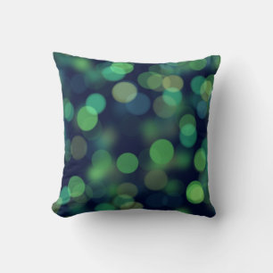 Green Stars Bokeh Kissen