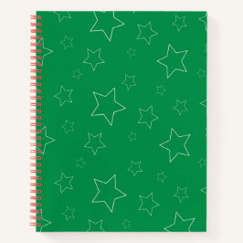 Green Stars Spiral Notebook Notizbuch