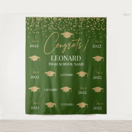 Green Step and repeat Graduation Backdrop banner Wandteppich