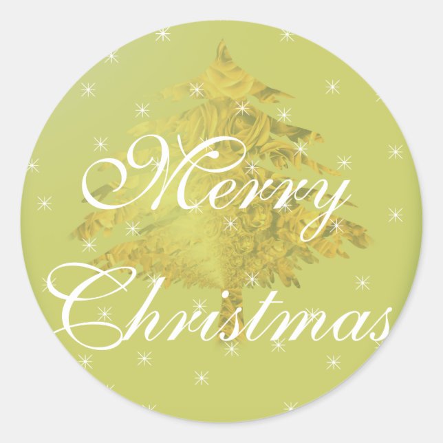 Green Sticker Gold Weihnachtsbaum mit Sternen (Vorderseite)