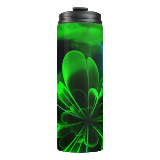 Green Stilized Corolla Bent Up Petals Thermosbecher (Vorderseite)