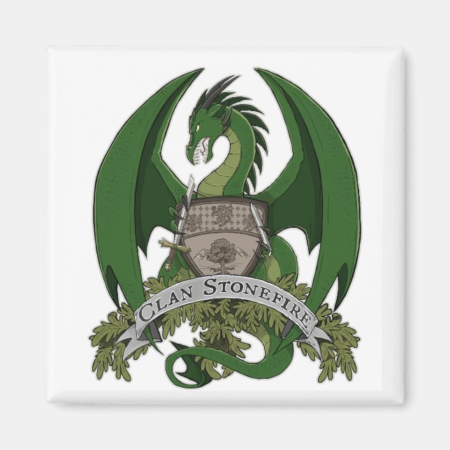 Green Stonefire Dragons Wappen Magnet (Vorne)