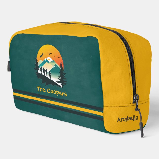 Green | Streifen | Woods & Mountain Wikers Custom Waschbeutel (Rechte Ecke)