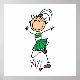 Green Strichmännchen Cheerleader T - Shirt und Ges Poster