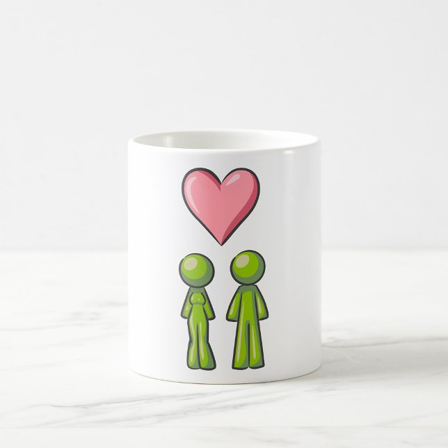 Green Strichmännchen Couple Pink Heart Liebe Kaffeetasse (Von Creator hochgeladen)
