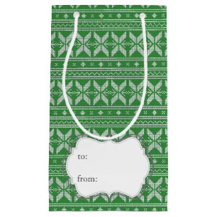 Green Strick Jumper hässlich Sweater Muster Kleine Geschenktüte
