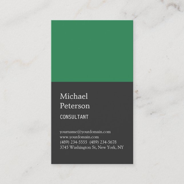 Green Strip Gray Consultant Business Card Visitenkarte (Vorderseite)