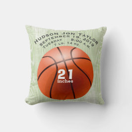 Green Stripe Basketball Boys Birth Record Kissen