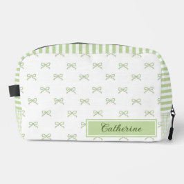 Green Stripe Bow Pattern Coquette Cosmetic Waschbeutel