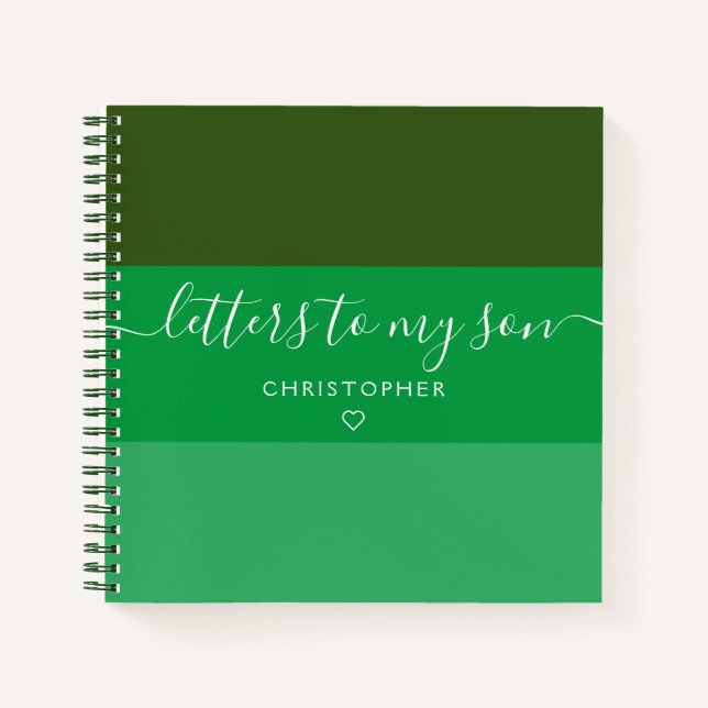 Green Stripe Buchstaben zu meinem Son Keepake Jour Notizbuch (Vorderseite)