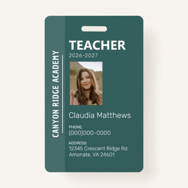 Green Stripe Homeschool Educator ID Badge Ausweis (Vorderseite)