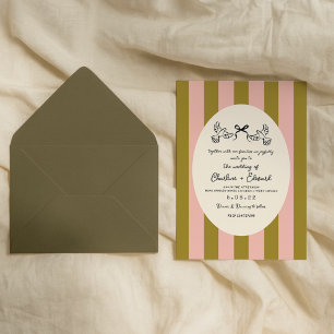 Green Stripe Star Wedding Einladung