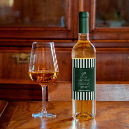 Green Stripe Tennis Bachelorette elegant modern Weinetikett