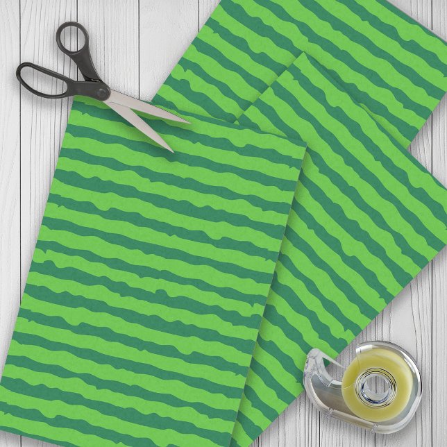 Green Stripe Watermelon Seidenpapier (Green watermelon gift tissue)