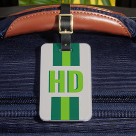 green striped Shadow Monogram retro camping Gepäckanhänger