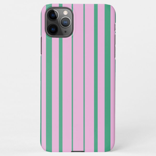 Green Stripes and Soft Pink iPhone 11 Pro Max Case iPhone Hülle (Rückseite)