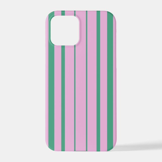 Green Stripes and Soft Pink iPhone 12 Pro Case iPhone Hülle (Rückseite)