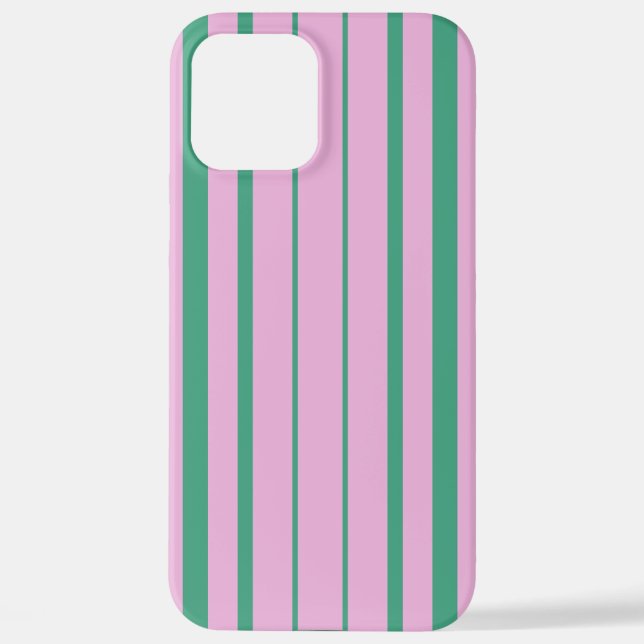 Green Stripes and Soft Pink iPhone 12 Pro Max Case Hülle (Rückseite)
