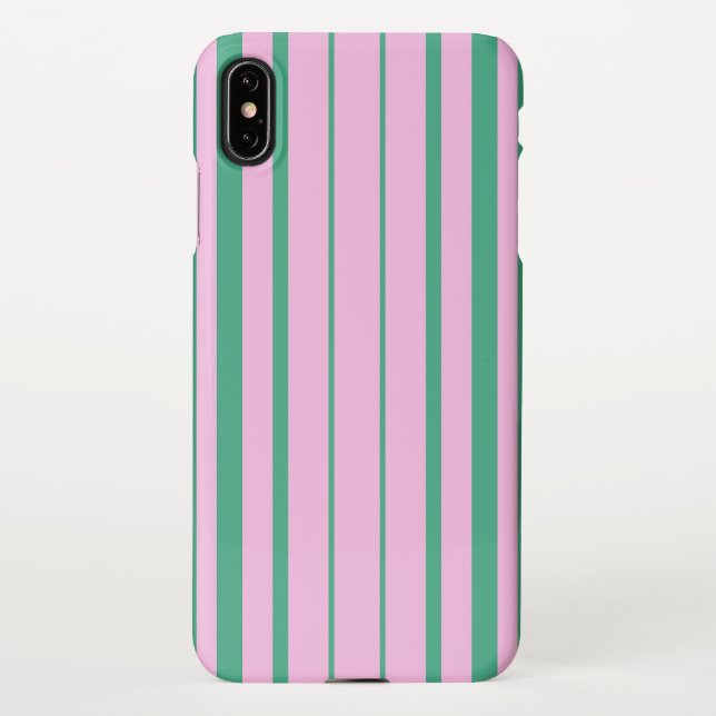 Green Stripes and Soft Pink iPhone XS Max Case iPhone Hülle (Rückseite)