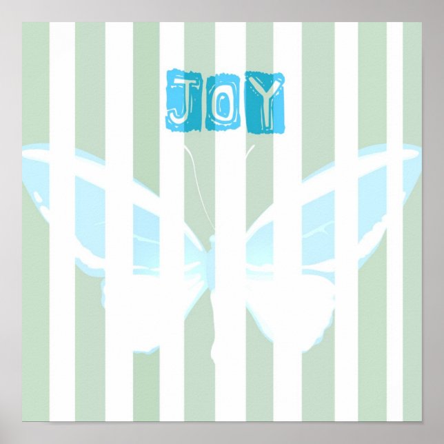 Green Stripes Joy Butterfly Poster (Vorne)