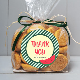 Green Stripes mit Red Green Watermelon Danke Runder Aufkleber