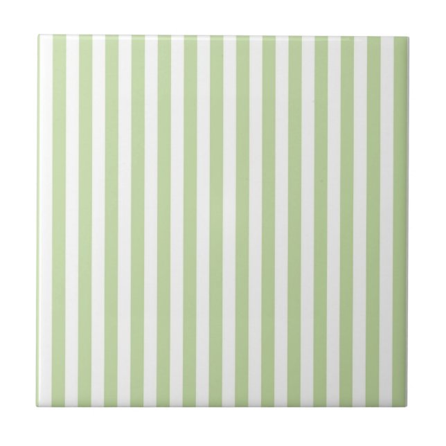 Green Stripes Pattern Minimal Modern Spring Summer Fliese (Vorderseite)