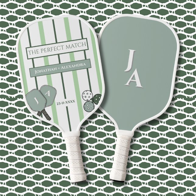 Green Stripes Perfect Match Couples  Pickleball Schläger (Von Creator hochgeladen)