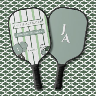 Green Stripes Perfect Match Couples  Pickleball Schläger