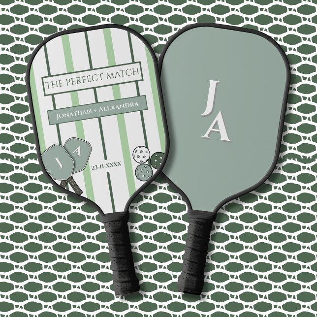 Green Stripes Perfect Match Couples  Pickleball Schläger (Von Creator hochgeladen)