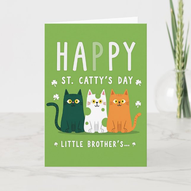 Green Stripes St Catty Day Card Karte (Vorderseite)