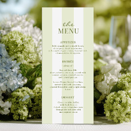Green Stripes Wedding Menu Menükarte