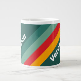 Green Stripes with Name Jumbo-Tasse