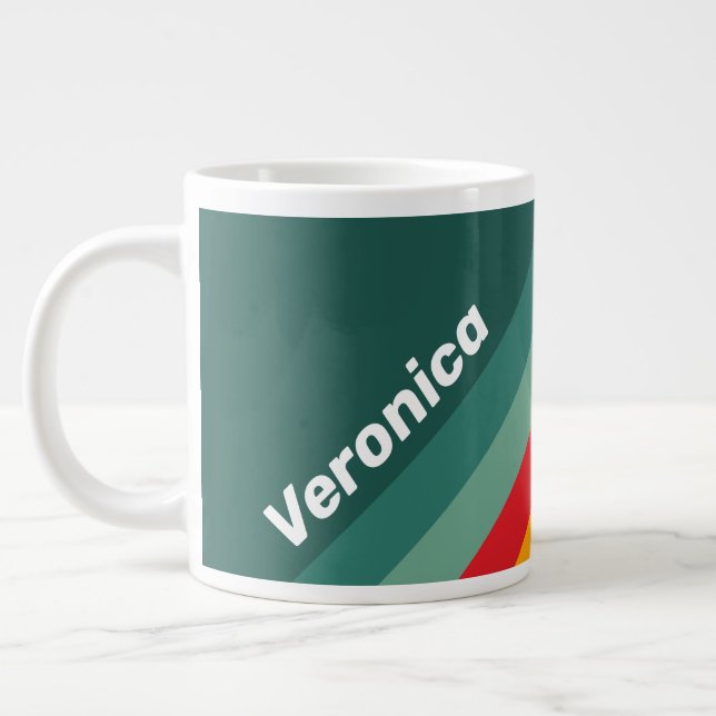 Green Stripes with Name Jumbo-Tasse (Links)