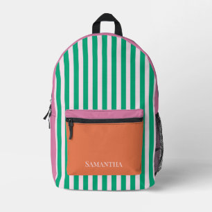 Green Strips Colorful Diary Journal Bedruckter Rucksack