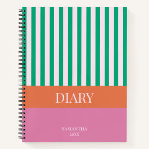 Green Strips Colorful Diary Journal Notizbuch